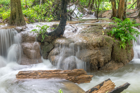 Waterfall and forest at Kanjanaburi, Thailand Aug 2016の写真素材