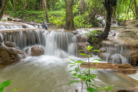 Waterfall and forest at Kanjanaburi, Thailand Aug 2016の写真素材