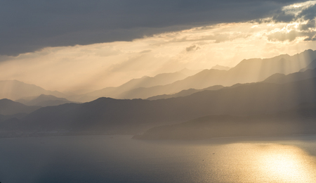Sunset view at Hai Vans mountain Danang District Vietnam 2016の写真素材