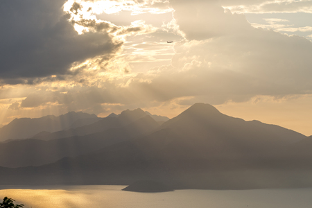 Sunset view at Hai Van%u2019s mountain Danang District Vietnamの写真素材