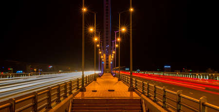 Beautiful bridge during night time (Tran Thi Ly Bridge) 2016.の写真素材