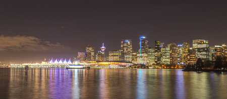 Vancouver night light views with reflection Oct 2016.の写真素材