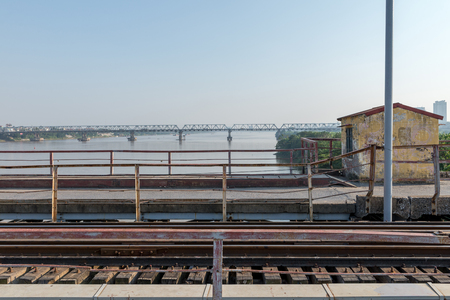 Old Long Bien Bridge in Hanoi, Vietnam Dec 2016の写真素材