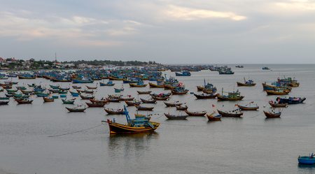 Basket boat and  Fishing boat, Vietnam Nov 2016の写真素材