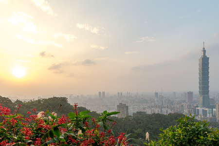 Taipei Skyline at before sunset in Taiwan Dec 2016の写真素材
