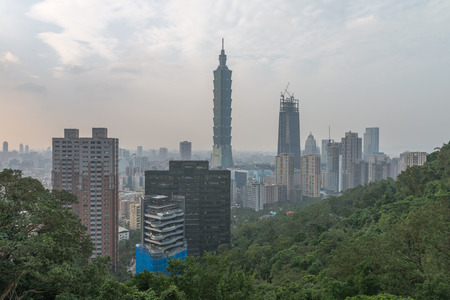 Taipei Skyline at before sunset in Taiwan Dec 2016の写真素材