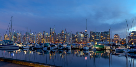 Vancouver night light views with reflection Oct 2016.の写真素材