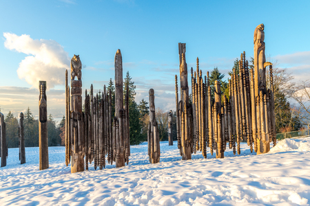 Burnaby Mountain Totem pole Vancouver Jan 2017.の写真素材