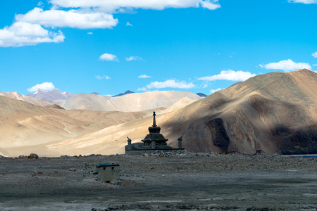 Monastery at Pangong lake, Leh Ladakh India Aug 2017の写真素材