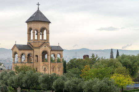 View of beautiful building of the Holy Trinity Cathedral of Tbilisi commonly known as Sameba.