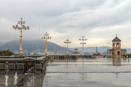 View of beautiful building of the Holy Trinity Cathedral of Tbilisi commonly known as Sameba.