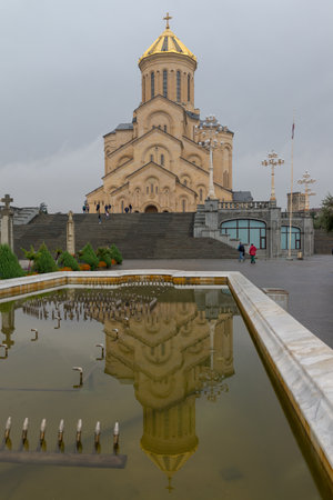 Beautiful building of the Holy Trinity Cathedral of Tbilisi commonly known as Sameba.