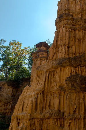 Pha Cho is high soil canyon cliffs at Mae Wang National parks in Chiang Mai,Thailand.の写真素材