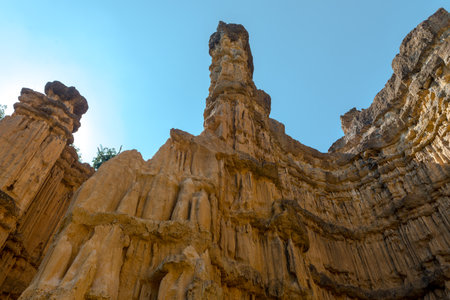 Pha Cho is high soil canyon cliffs at Mae Wang National parks in Chiang Mai,Thailand.の写真素材