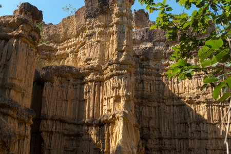 Pha Cho is high soil canyon cliffs at Mae Wang National parks in Chiang Mai,Thailand.の写真素材