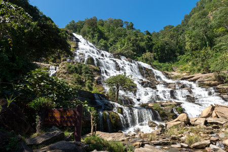 Waterfall and forest at Chiang Mai, Thailand Nov 2020.の写真素材
