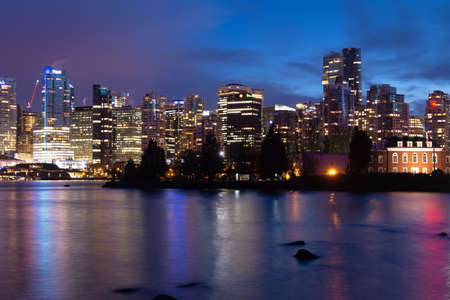 Vancouver night light views with reflection during winter picture took on Oct 2016.のeditorial素材