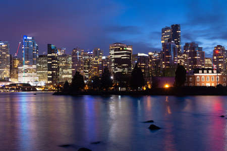 Vancouver night light views with reflection during winter picture took on Oct 2016.のeditorial素材