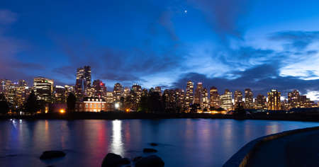 Vancouver night light views with reflection during winter picture took on Oct 2016.のeditorial素材