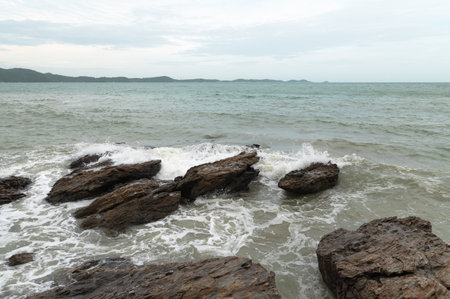 Beautiful beach and sea at khao sam roi yod national park, Thailandの写真素材