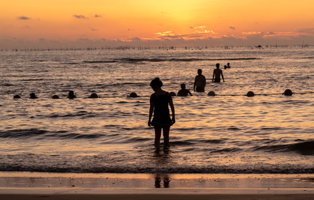 Golden beach on the west coast of Leizhou Peninsulaの写真素材