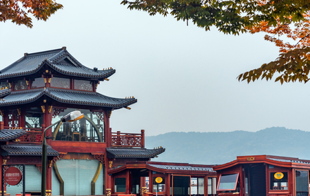 West Lake painting boatのeditorial素材