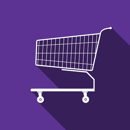 Shopping cart icon with long shadow. Vector illustrationのイラスト素材