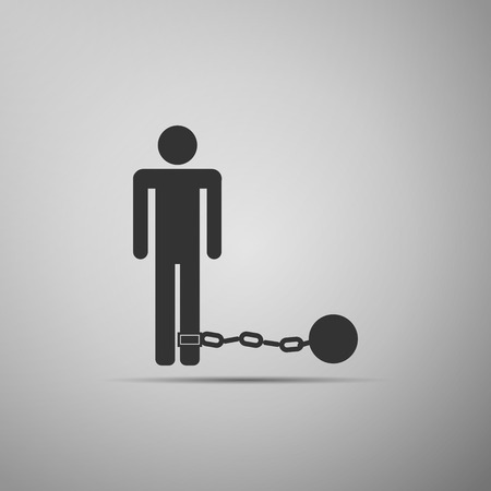 Prisoner with ball on chain icon. Vector illustrationのイラスト素材