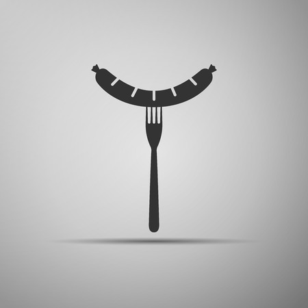 Sausage on fork icon. Vector Illustrationのイラスト素材