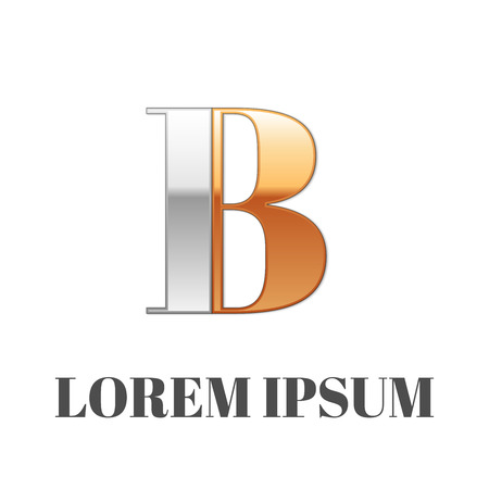 Vector graphic elegant silver and gold impossible font, symbol, alphabet, Letter Bのイラスト素材
