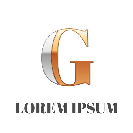 Vector graphic elegant silver and gold impossible font, symbol, alphabet, Letter Gのイラスト素材
