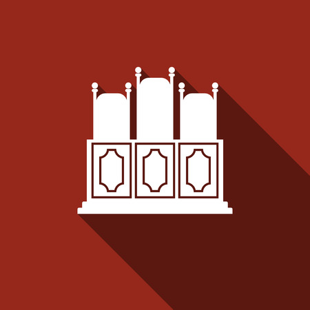 Court's room with table, chairs icon with long shadow. Vector illustrationのイラスト素材