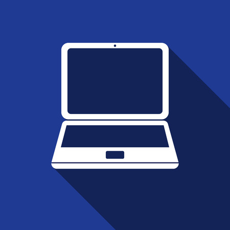 Laptop icon with long shadow. Vector illustrationのイラスト素材