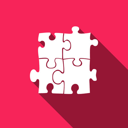 Puzzles icon with long shadow. Vector illustrationのイラスト素材