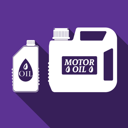 Blank plastic canister for motor oil icon with long shadow. Vector Illustrationのイラスト素材
