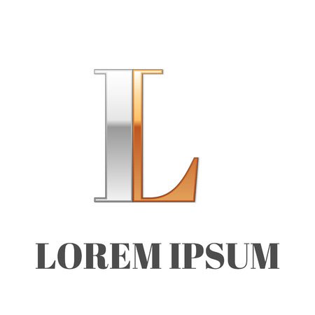 Vector graphic elegant silver and gold impossible font, symbol, alphabet, Letter Lのイラスト素材