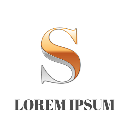 Vector graphic elegant silver and gold impossible font, symbol, alphabet, Letter Sのイラスト素材