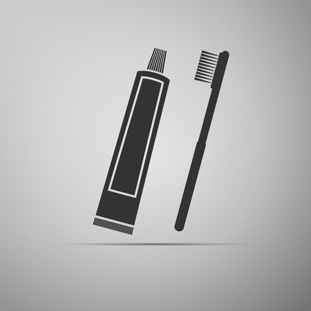 Toothbrush and toothpaste icon. Vector Illustration.のイラスト素材