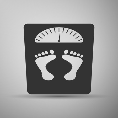 Bathroom scale with footprints icon. Vector Illustration.のイラスト素材
