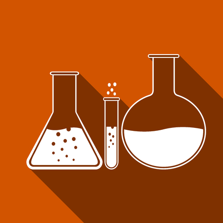 Laboratory glassware icon with long shadow. Vector illustration.のイラスト素材