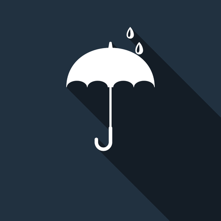 Umbrella icon with long shadow. Vector illustrationのイラスト素材