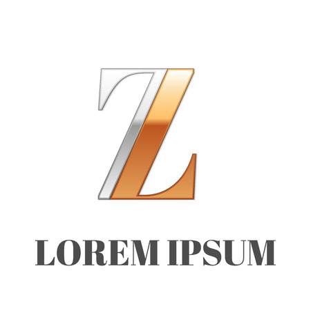 Vector graphic elegant silver and gold impossible font, symbol, alphabet, Letter Zのイラスト素材