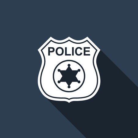 Police badges icon with long shadow. Vector illustrationのイラスト素材