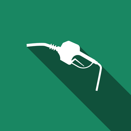 Gasoline pump nozzle sign. Gas station icon with long shadow. Vector Illustrationのイラスト素材