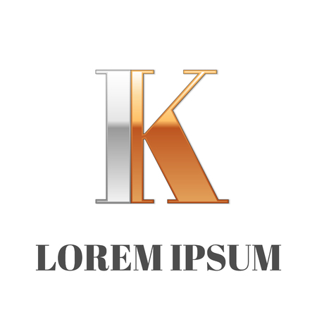 Vector graphic elegant silver and gold impossible font, symbol, alphabet, Letter Kのイラスト素材