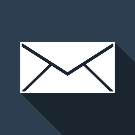 Envelope icon with long shadow. Vector illustrationのイラスト素材