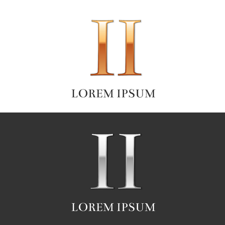 2, II, Luxury Gold and Silver Roman numerals, sign, symbol, icon, graphic. Vector Illustration.のイラスト素材