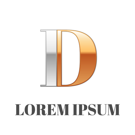 Vector graphic elegant silver and gold impossible font, symbol, alphabet, Letter Dのイラスト素材