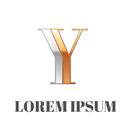 Vector graphic elegant silver and gold impossible font, symbol, alphabet, Letter Yのイラスト素材