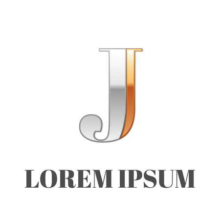 Vector graphic elegant silver and gold impossible font, symbol, alphabet, Letter Jのイラスト素材